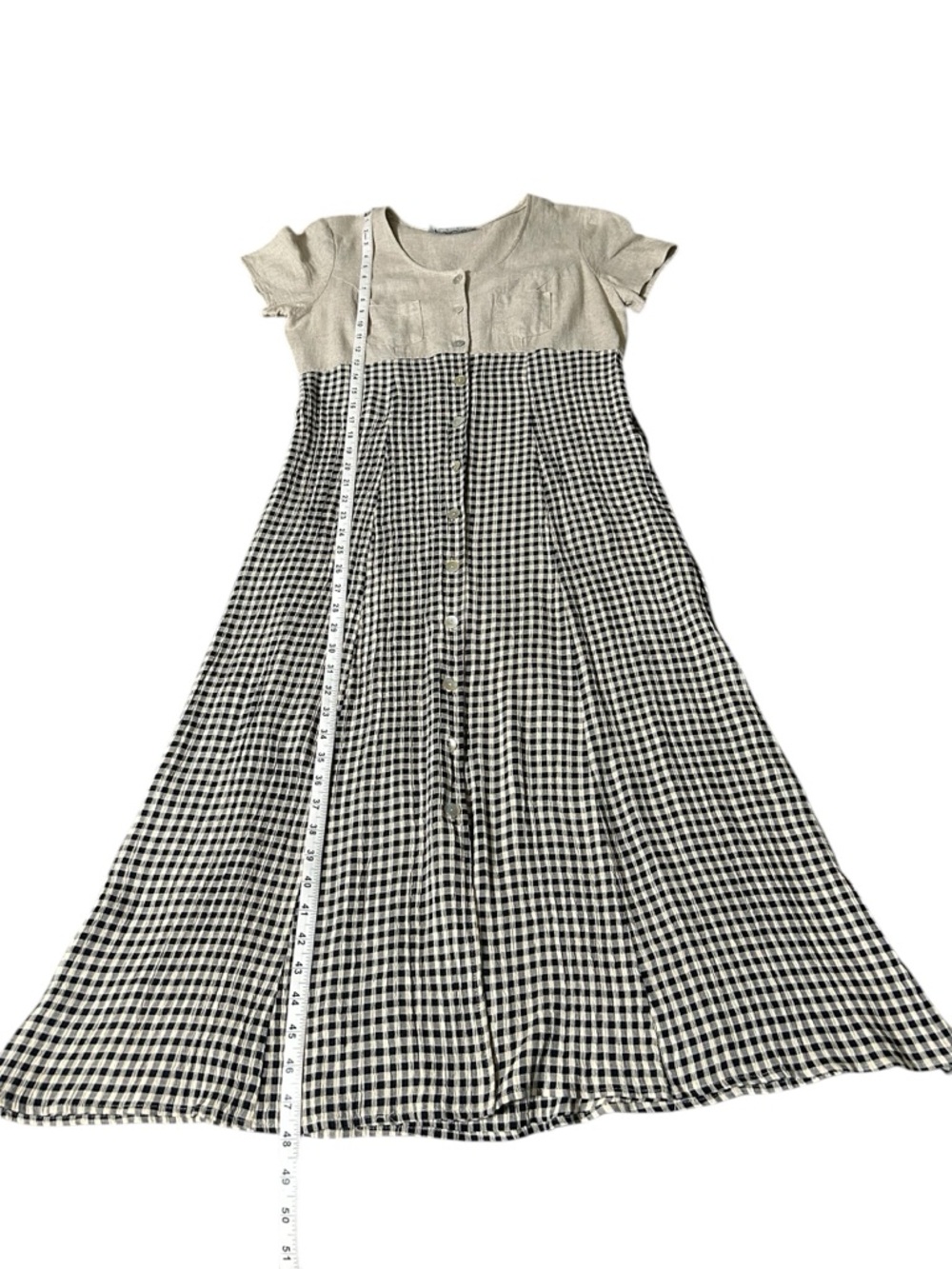 All That Jazz Linen Gingham Midi
Dress Button Front Cottagecore
Neutral - Picture 7 of 7